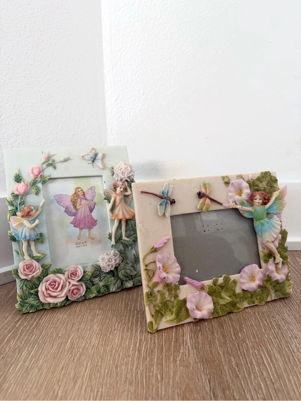 VTG 90s Fairycore Resin Picture Frame Set (2) Whimsigoth Cottagecore Shabby Chic